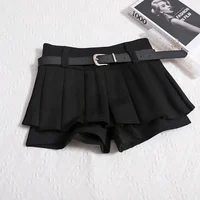 Kimotimo Womens Shorts Autumn Winter Belt High Waist Fluffy Pleated A-line Short Pants Korean Fashion Sexy Y2k All Match Clothes - Image 5