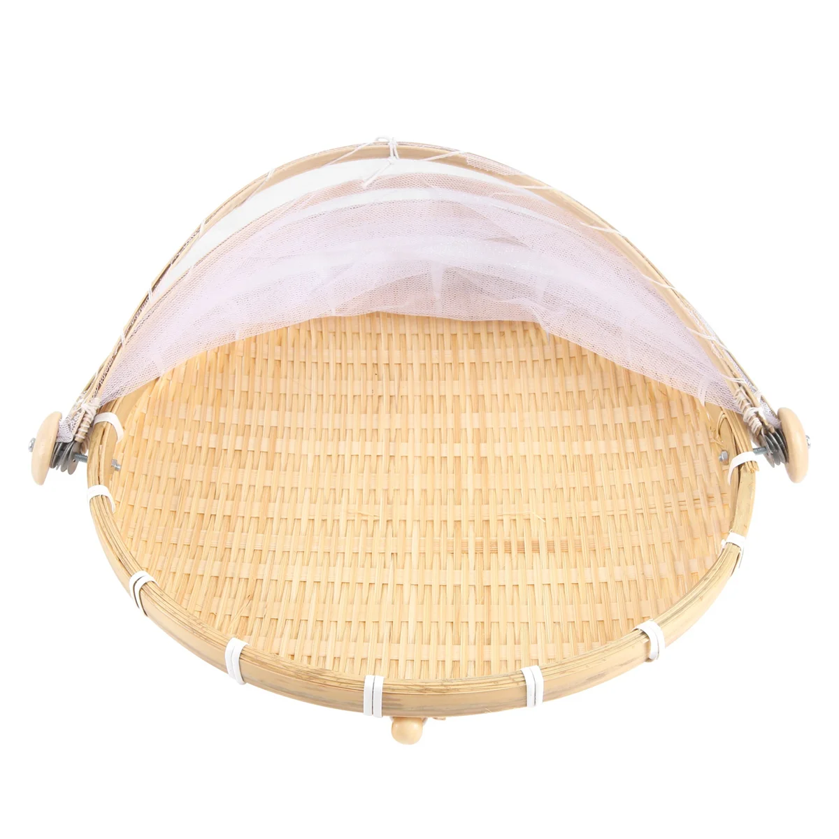 Hand-Woven Food Tent Basket Tray Fruit Vegetable Bread Storage Basket Simple Atmosphere Outdoor Picnic Mesh Net Cover 2
