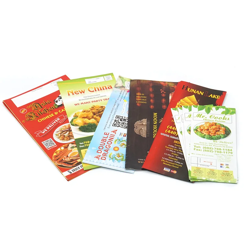 

Customized product.Custom printing Promotional Paper Poster 70lb Full Color A3-fold flyer Restaurant Menu Leaflet