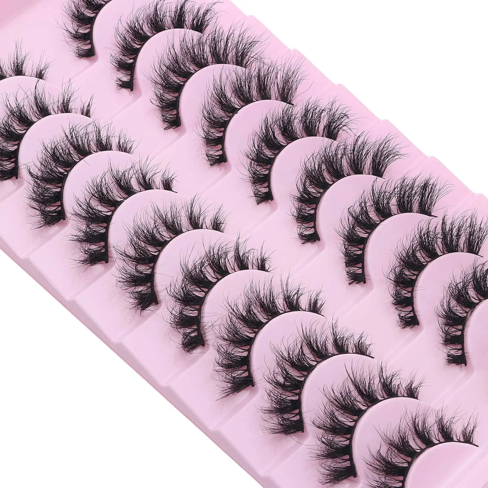 

Multilaiers Dramatic False Eyelashes 10 Pairs Natural Long Fluffy Volume Faux Mink Lashes Wispy D Curl Fake Eyelashes Women