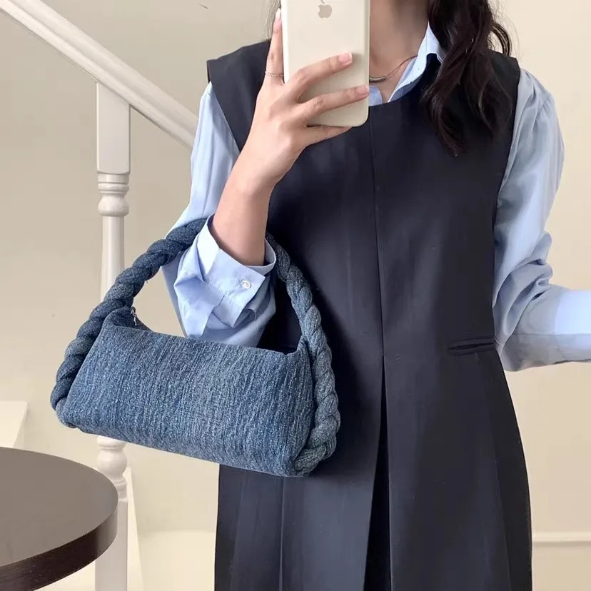 JIAERDI Vintage Denim Handle Messenger Bag Purse Women 2025 New Chain Casual Crossbody Bags Wallet Ladies Retro Dumpling Bag Y2k