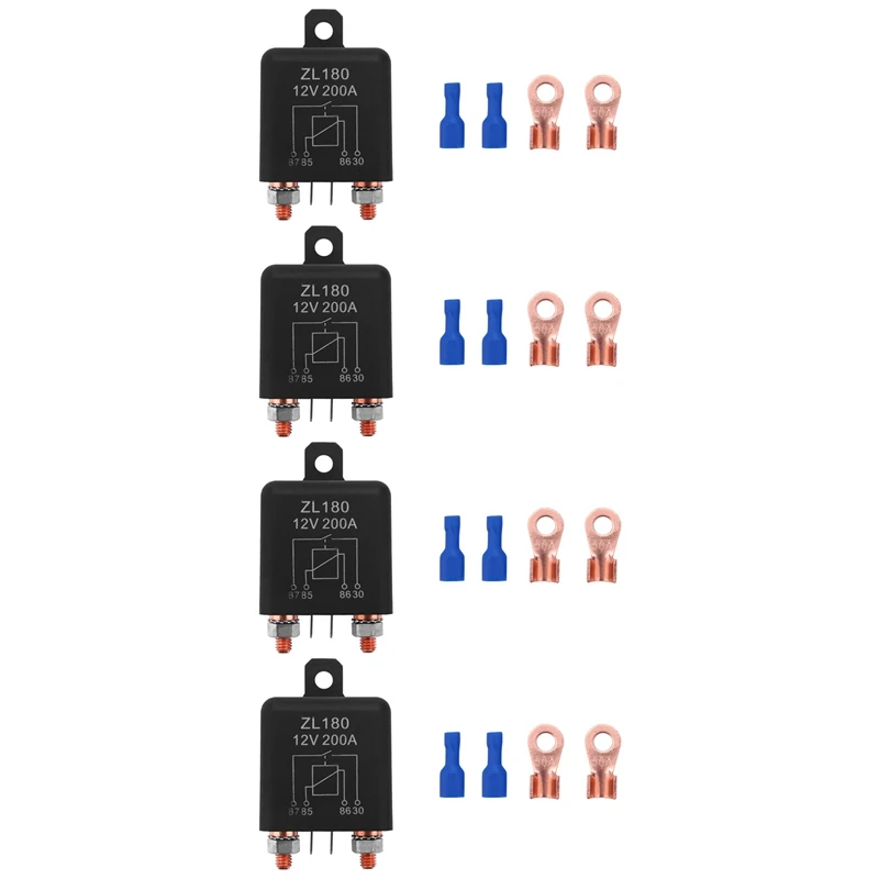

12V 200A Relay Car Truck Engine Automobile Boat Car Starter Heavy Duty Split Charging ZL180 With 2 Pin Footprint [4 Set]