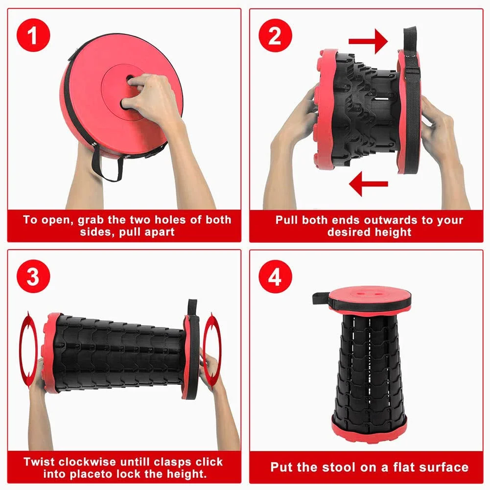 Modern Foldable Retractable Stool Plastic Collapsible Telescopic Portable Stool Folding Camping Chair