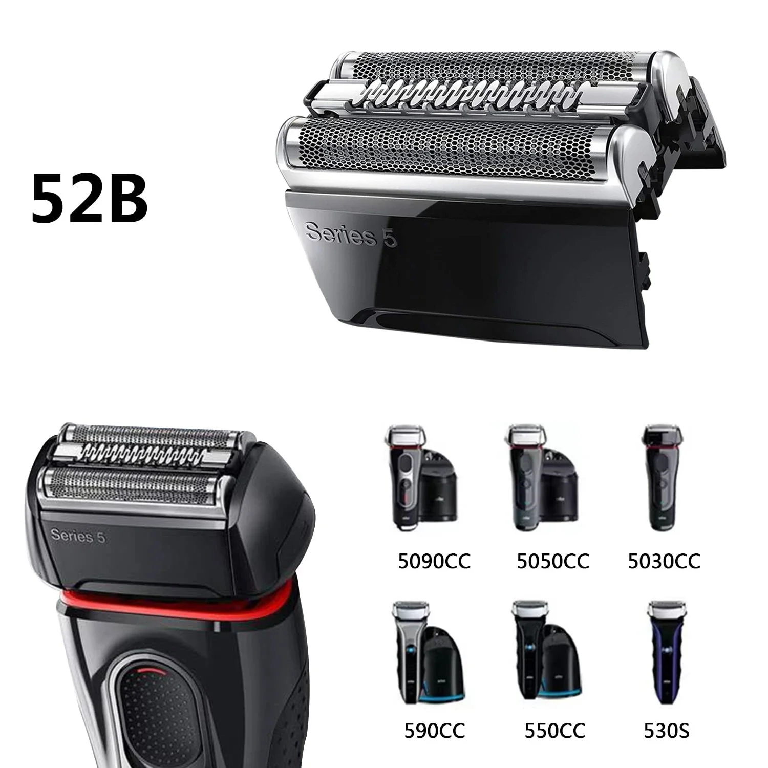 Braun Series 5 Electric Shaver Head 52B Replacement Head for 5090/5190cc,5040/5140s,5030s,5147s,5145s,5195cc,5197cc