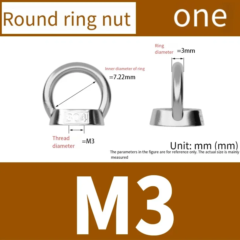 1~10Pcs 304 Stainless Steel M3/M4/M5/M6/M8/M10/M12/M14/M16/M18/M20/M24-M36 Lifting Eye Nuts Ring Eyebolt Ring Hooking Nut Screws
