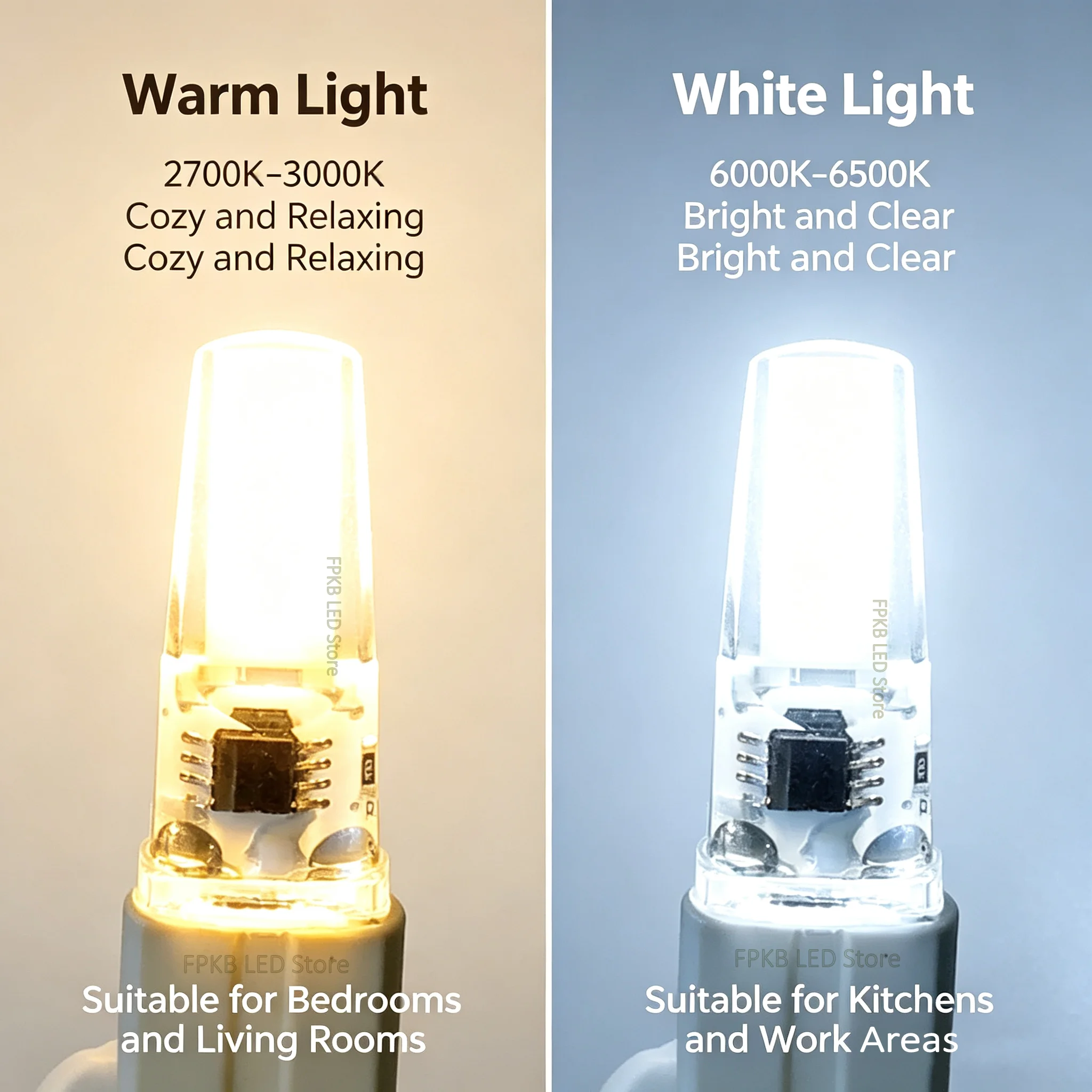 Set of 10 Dimmable LED COB Mini Bulbs - 6W Candle Light Replacements for Chandelier and Spotlight