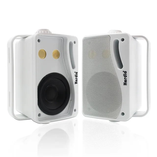Herdio 3.5‘’ Outdoor Speakers Passive Wired Waterproof 200W 3 Way Premium Mountable Wall Mount Speakers With Superior Sound 2PCS