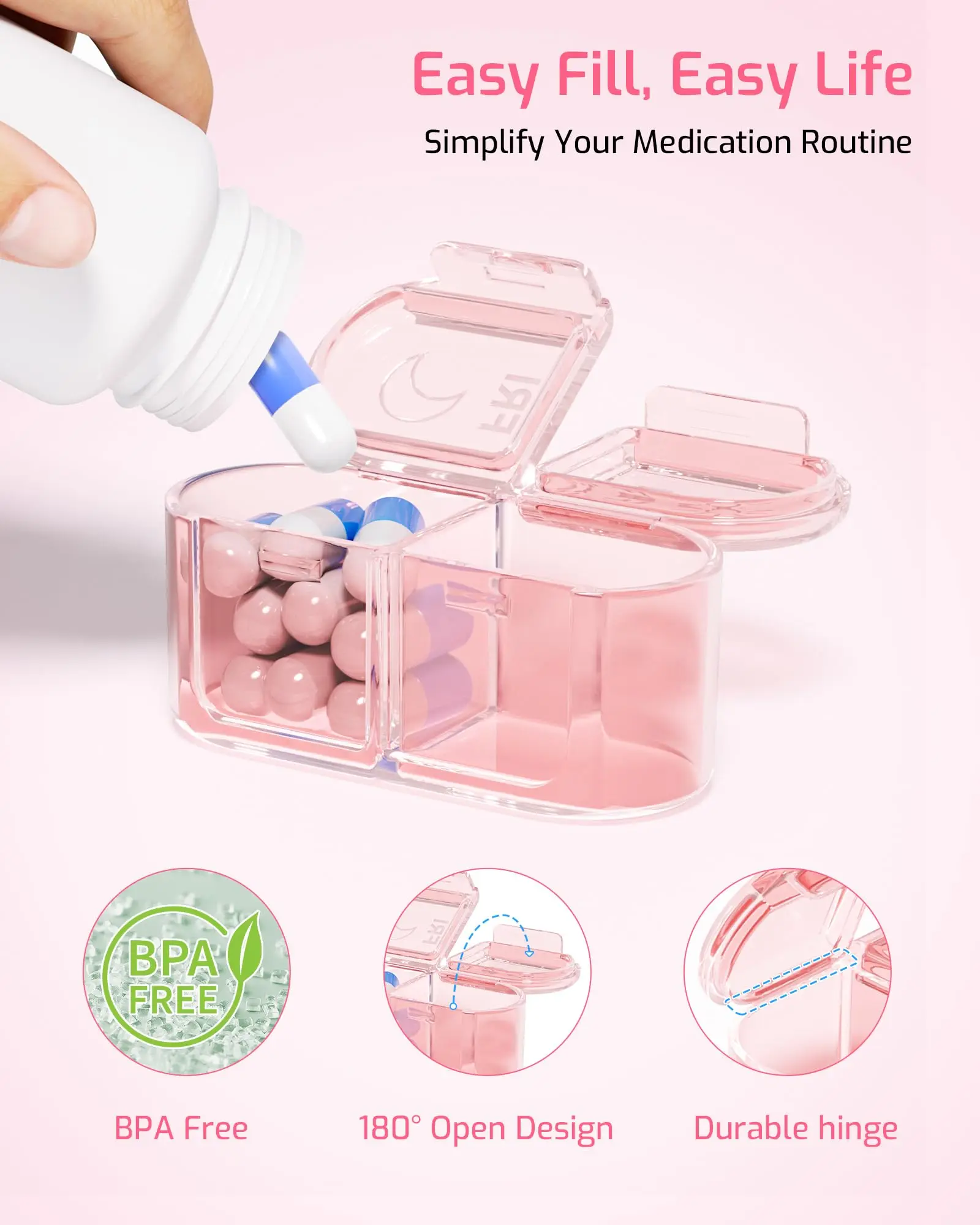 Dual-Compartment Weekly Pill Organizer for Travel & Daily Supplements