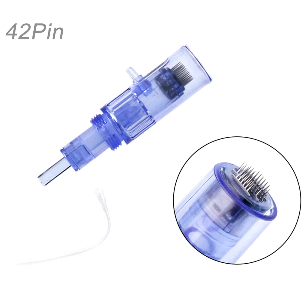 10/50/100 stücke Hydra Nadel Derma Stempel 9/12/24/36/42/Nano Gesichts Meso Injektor Stift Mikronadel Patrone Mit Spritze Rohr