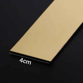 5/10 เมตรสติ๊กเกอร์ติดผนังสแตนเลสสตีลแบน Self Adhesive ห้องนั่งเล่นตกแต่งกระจกสําหรับ Home Wall EDGE Strip 34