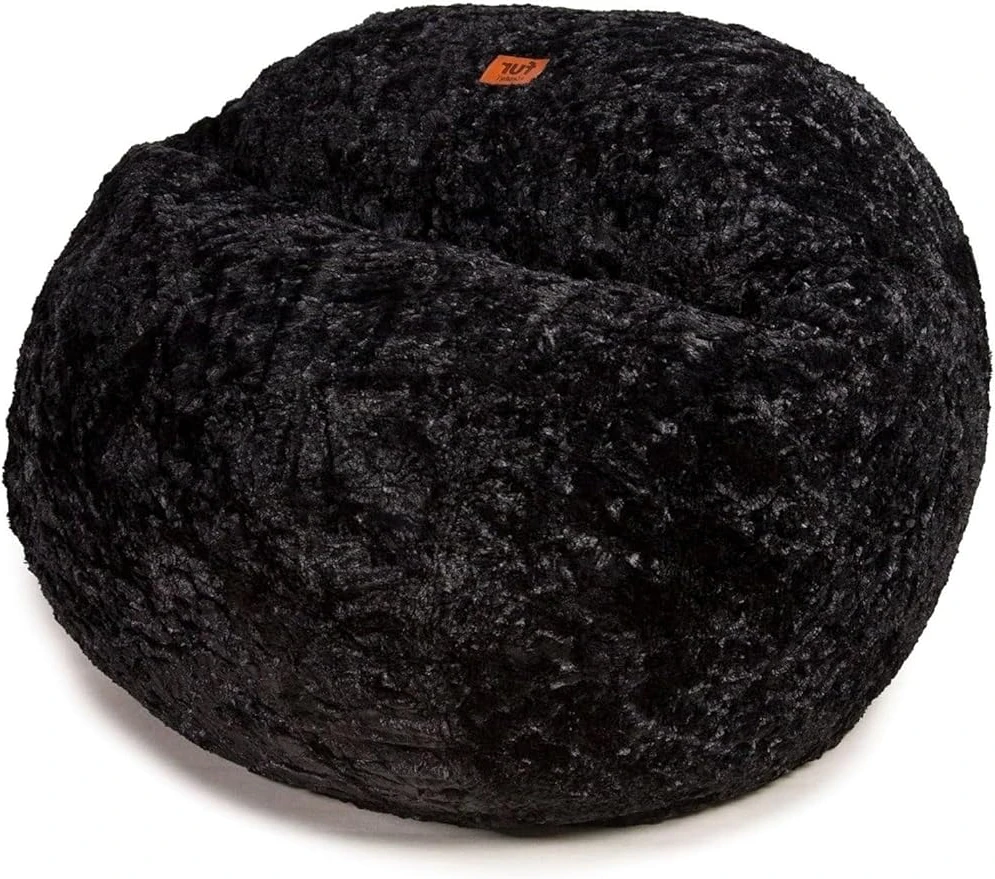 

Кресло-мешок CordaRoy из искусственного меха, кресло-трансформер складывается из кресла-трансформера, как показано в black - beanbag