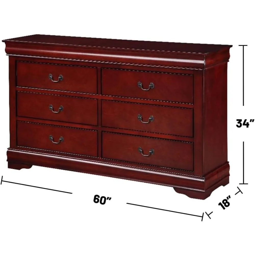 Louis Philippe III 6 Drawers Dresser in Cherry 3