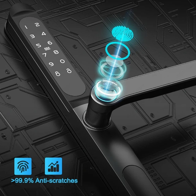 ZHDCOOKEY Fingerprint Biometric Slim Waterproof Smart Door Lock Aluminum RFID Card Password TTLock Electronic Sliding Door Locks 2