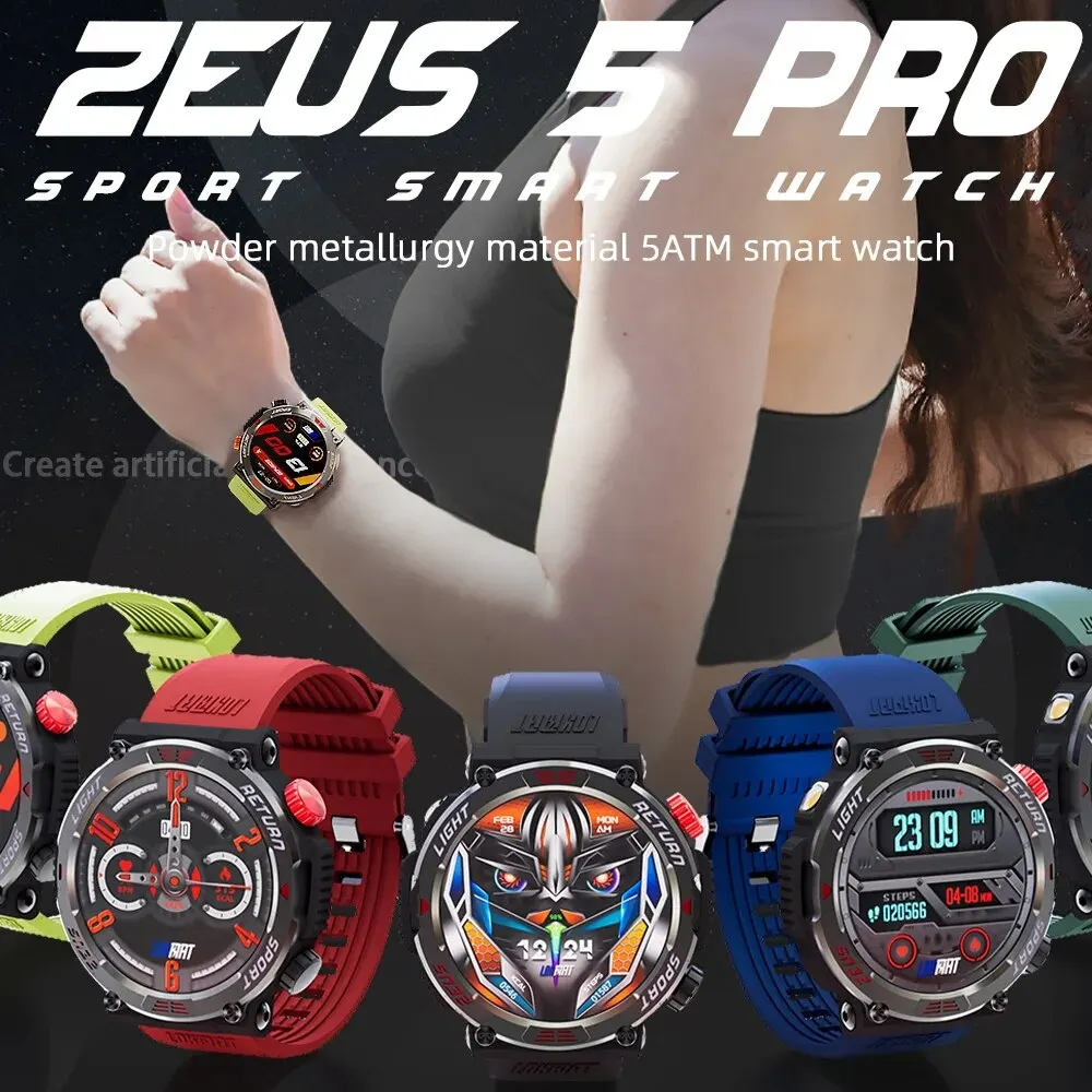 Lokmat Zeus 5 Pro Torcia Fitness Smart Watch Chiamate Bluetooth Multi Sport Mode Bussola Impermeabile Outdoor Rugged Smartwatch