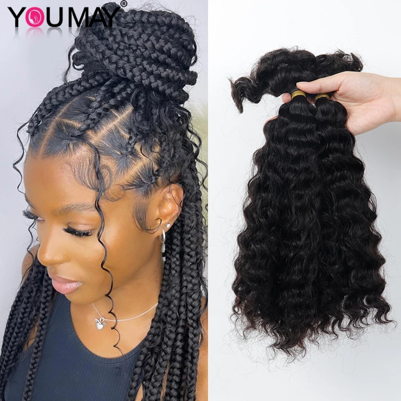 

Deep Wave Hair In Bulk Loc Hair Extensions Braid Dreadloc Crochet Brazilian Remy Human Hair Wavy Braiding Bundles Hair Youmay