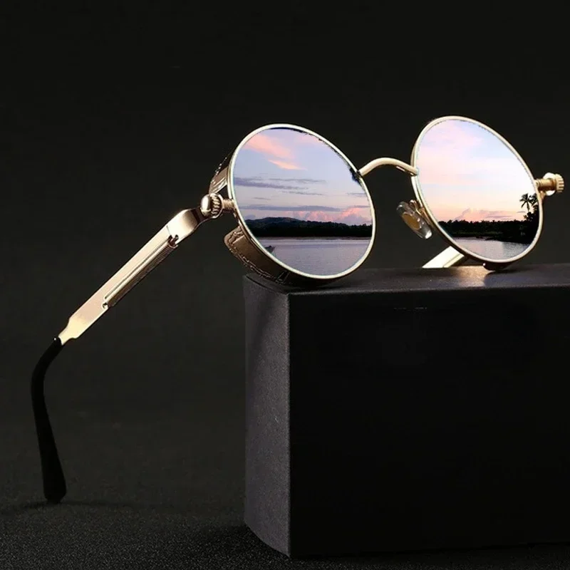 Classic Steampunk Sunglasses for Men and Women Retro Round Metal Frame Sunglasses round sunglasses fashion sunglasses