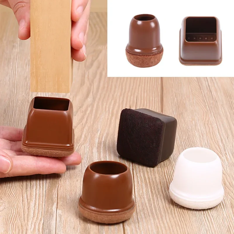 

Table Chair Leg Silicone Caps Protectors Round Square for Furniture Foot Legs Cover with Thick Wrap Felt Pads Protect Floor