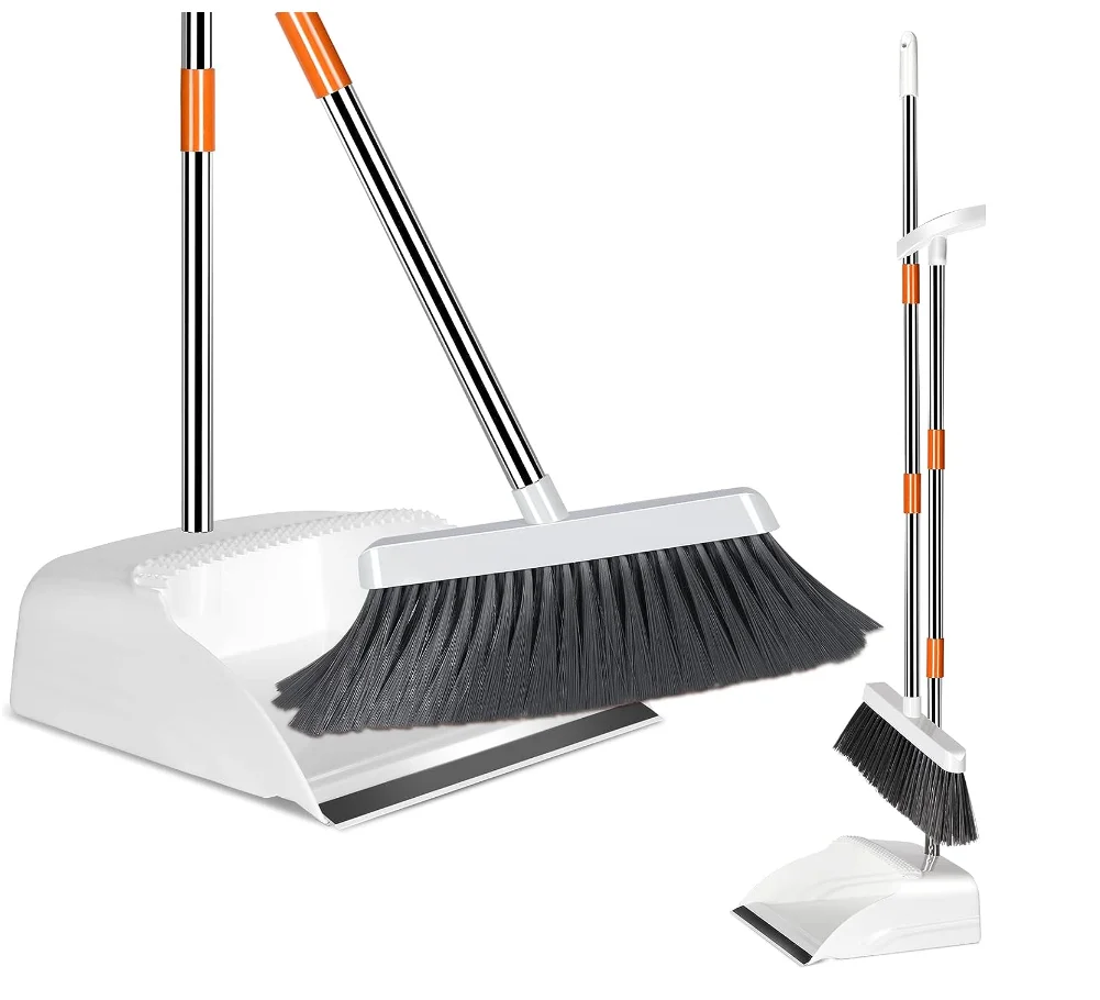 Stainless Steel Broom Dustpan Set Upright Broom Dustpans with Long Handle  Heavy Duty Dustpan Broom Combo Set Portable Sweeper - AliExpress