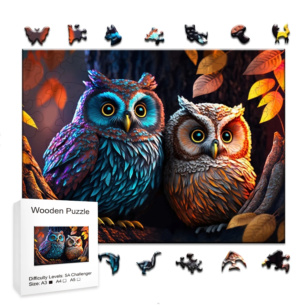Jigsaw Animal Wooden Puzzle Peacock Owl  Puzzles Children Adult Puzzle Toy Gift