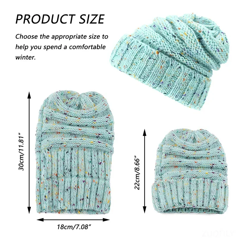Thickened Knitted Hat Winter Outdoor Women Skiing Warmer Cap Colorful Knitting Wool Warm Hats for Cycling Hiking Warmer