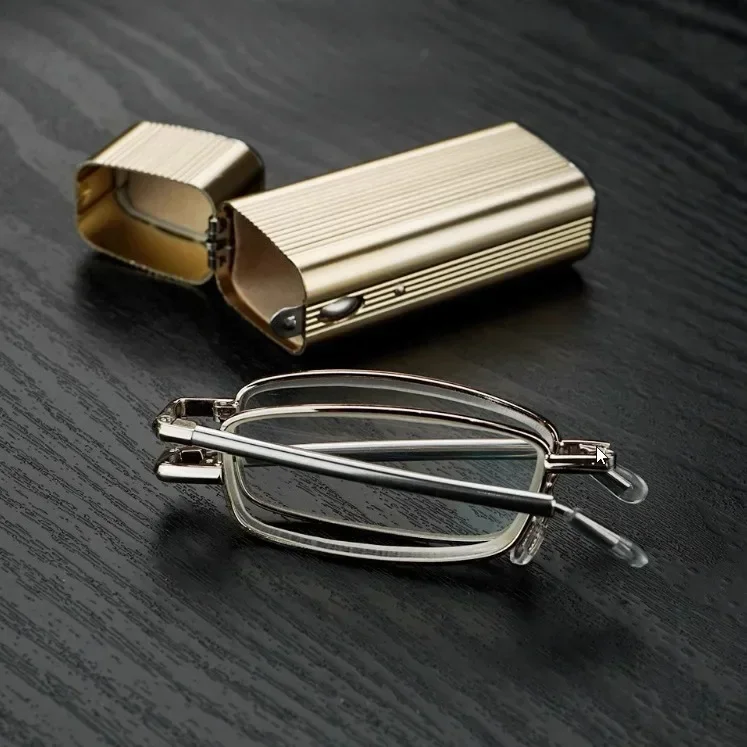 2024 Ultra Light HD Eyeglasses for Elderly Luxury Mini Folding Portable Reading Glasses Anti Blue Light Presbyopia Glasses 4