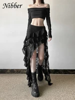 Nibber Tassels Women Skirts Irregular Hem Multi-Layered Ruffles Lace Patchwork Sweet Summer Trend Daily Skinny Versatile Bottoms - Image 4