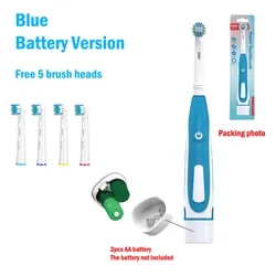 Electric Toothbrush with Soft Bristle Rotation and Gum Care for Enhanced Teeth Whitening (Blue 5 head)
