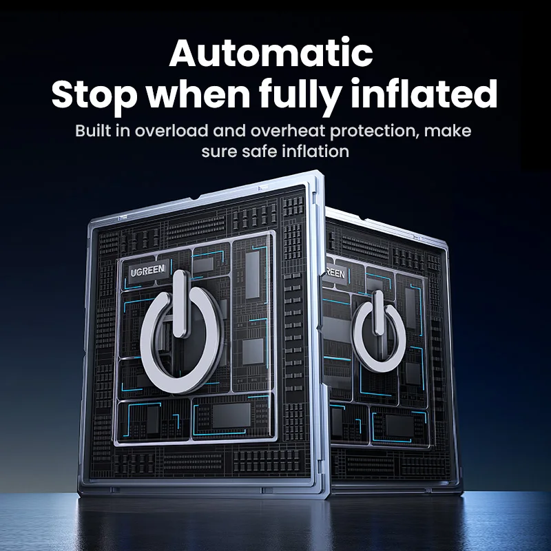 UGREEN 12V Car Air Pump 150PSI Auto Tire Inflator High Power Portable Air Compressor With Large Screen, Storage Bag For Car Truk