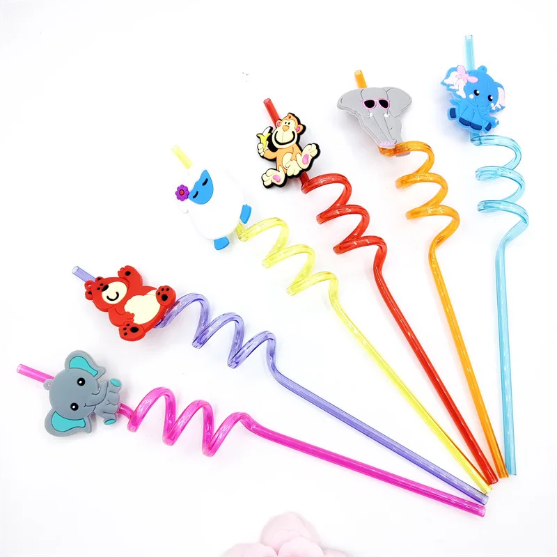 Reusable Unicorn Straws Birthday Unicorn Theme Plastic Drinking Straw For Kids Baby Shower Birthday Party Supplies