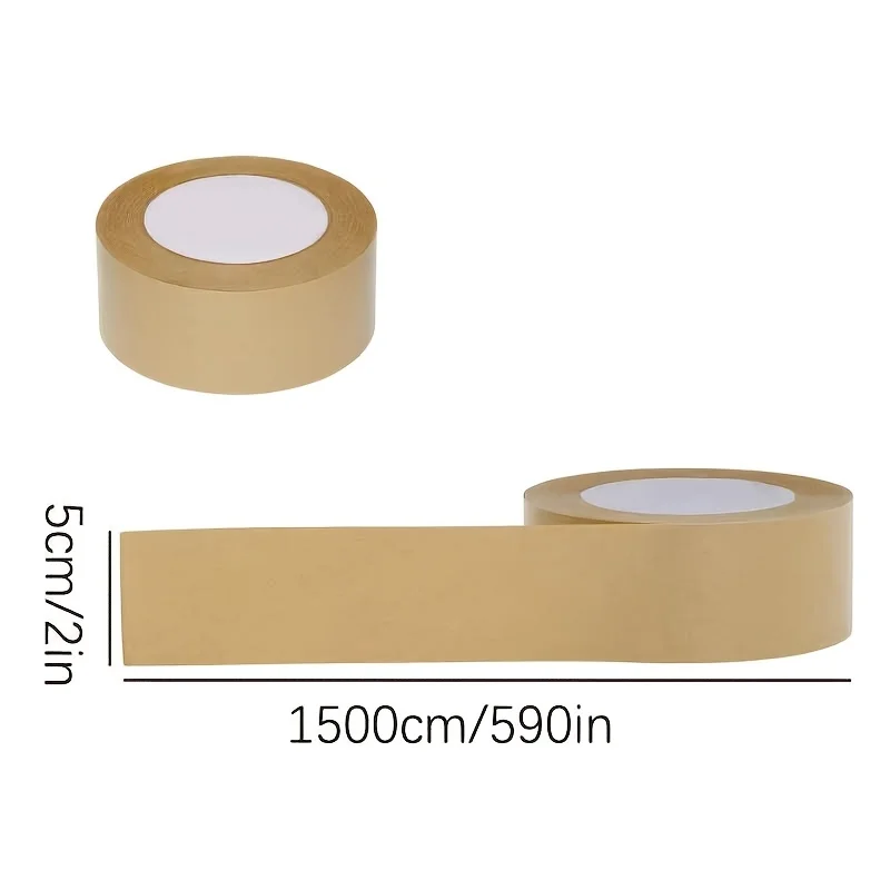 15m Self-adhesive Kraft Paper Tape Parcel Box Adhesive Degradable Mailer Bag Shipping Parcel Storage Carton Sealing Wide Tapes