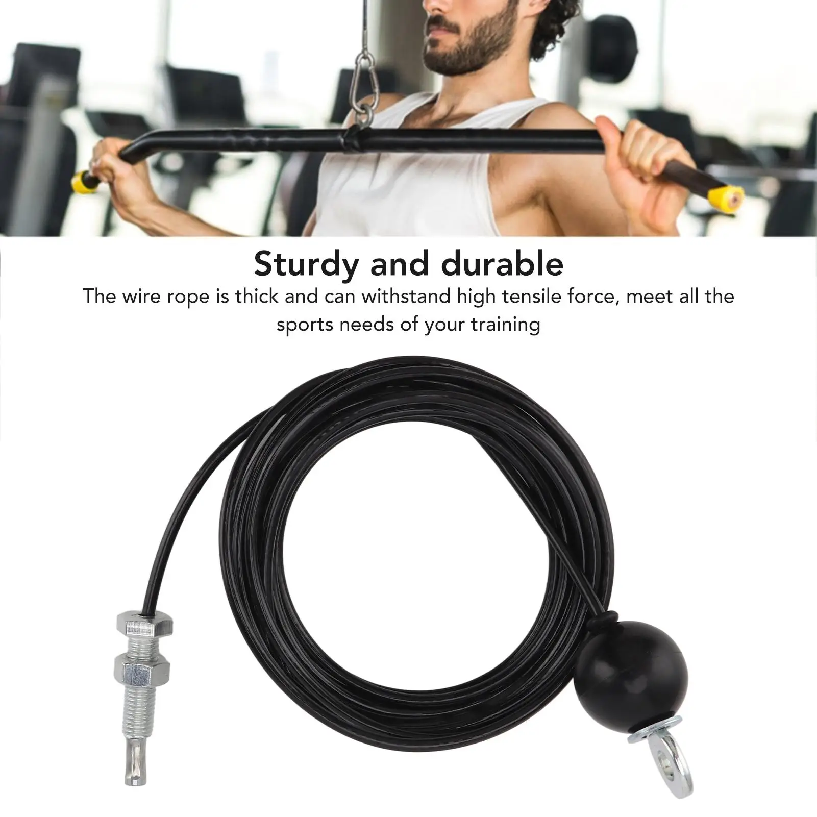 Adjustable Coated Fitness Pulley System Cable Black Steel Wire Rope for gym