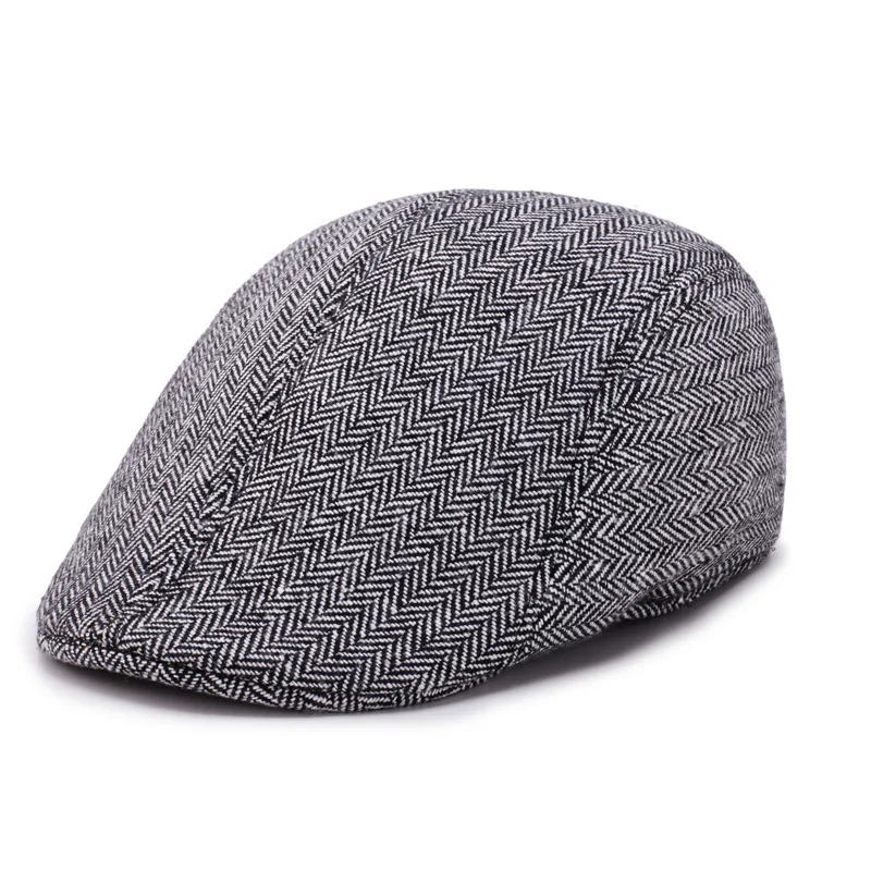 Autumn and checkered duck hat brushed fabric warm beret classic winter cap_voghion.com