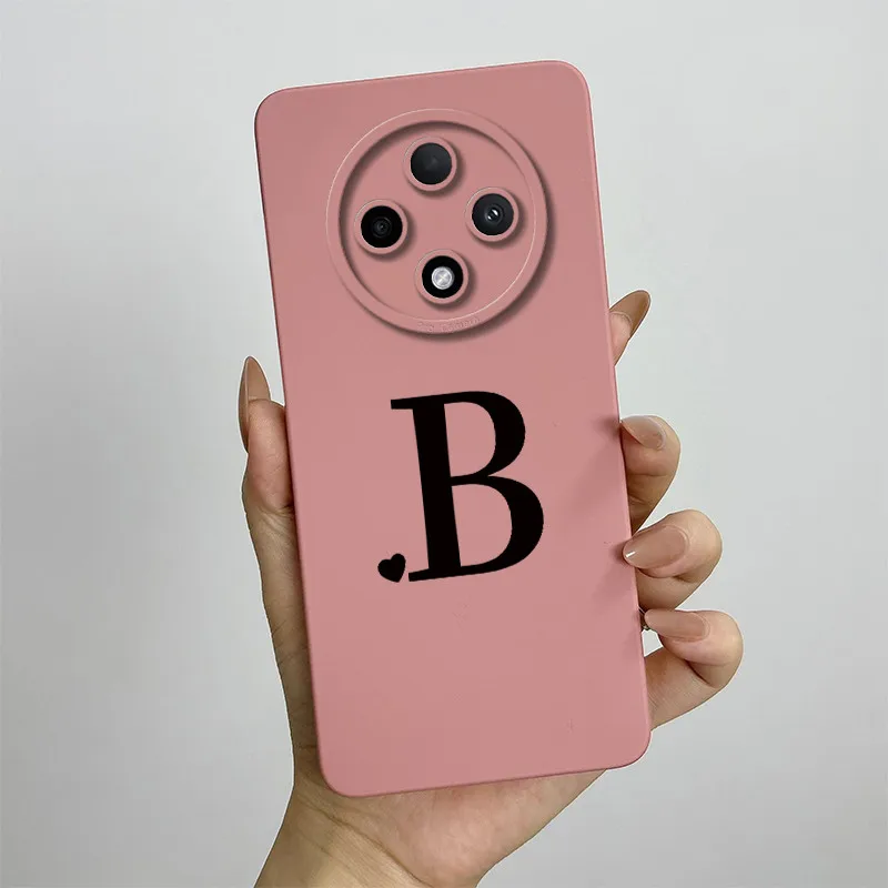 Cute Initial Letters Square Silicone Matte Shockproof Back Cover