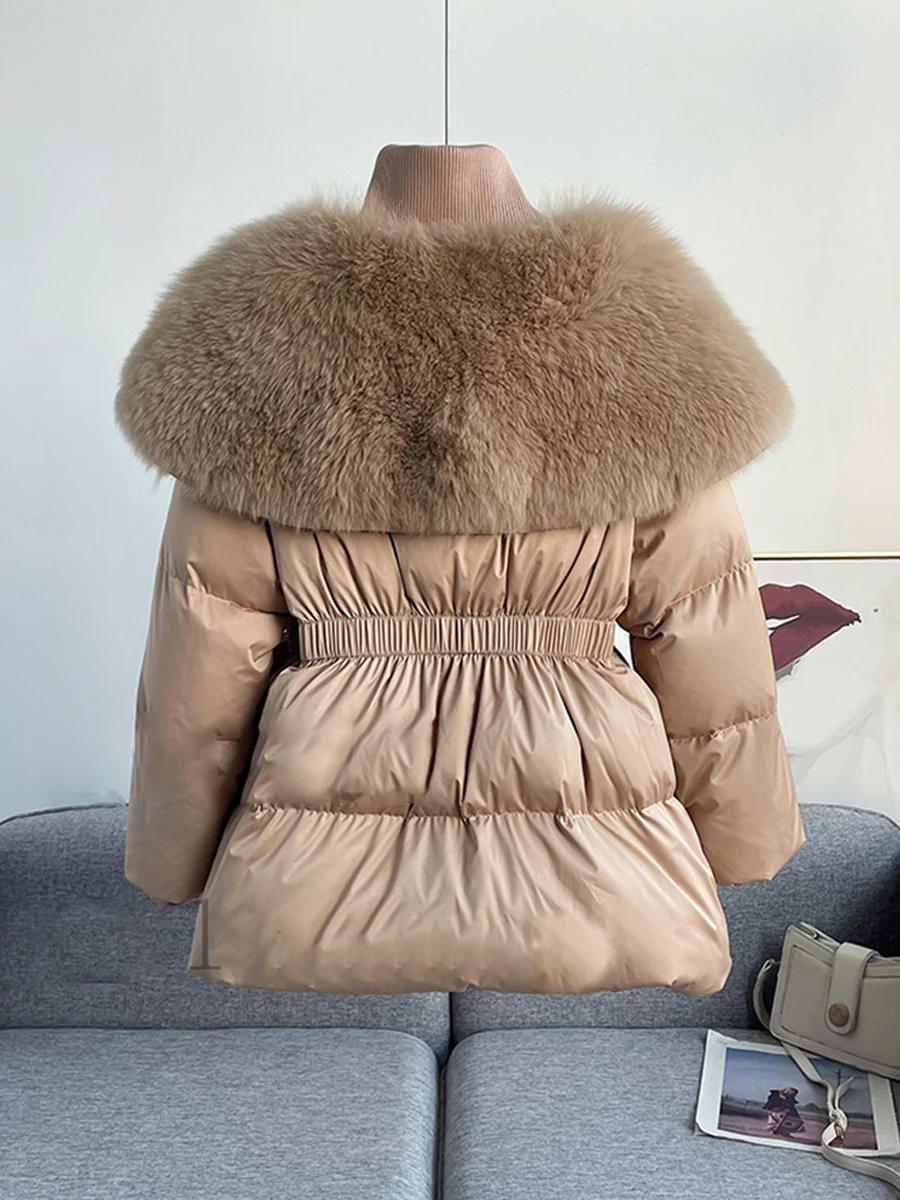 New 90% White Goose Down Jackets Thick With Big Real Natural Fox Fur Collar Puffer Jacket Winter Warm Coats