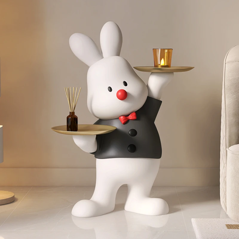 

Luxury living room floor to ceiling rabbit decorations, double tray sofa, storage of home accessories, TV cabinet, housewarming