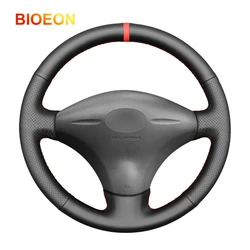 BIOEON 블랙 PU 인조 가죽 스티어링 휠 커버 랩, 도요타 Yaris Verso Vitz Probox Sienta success ECHO Porte