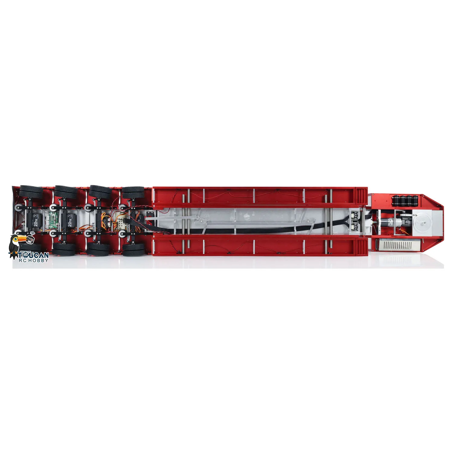 DG-999 RC 1/14 Metal Trailer 4 Axles Detachable Gooseneck for DIY Tractor Truck Model with Light System Servo ESC TH23977 4