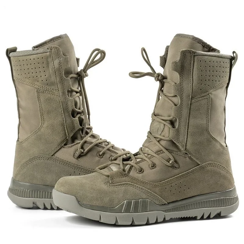 New Men's Outdoor Combat Boots Mountaineering Training Shoes Lightweight Waterproof Tactical Boots Hiking Mesh Shoes