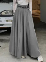 ZANZEA Women High Waist Jupe Korean Pleating Swing Skirt Vintage Fashion 2024 Spring Office Falda Holiday Loose Solid Long Skirt - Image 2