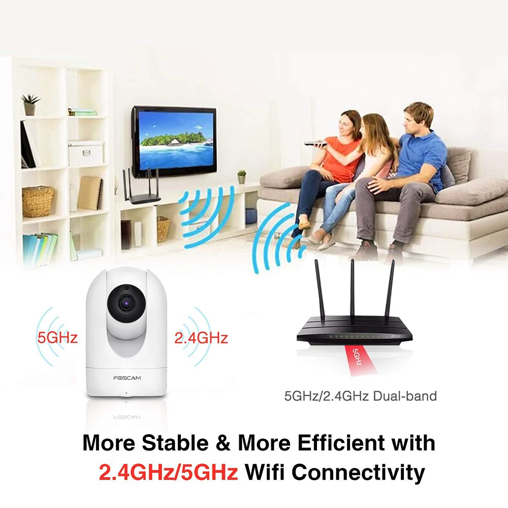 FOSCAM Indoor wifi camera 4MP Pan&Tilt 2-Way Audio 2.4/5GHz Wireless IP Cam AI Human Detection Home Video Surveillance Cameras