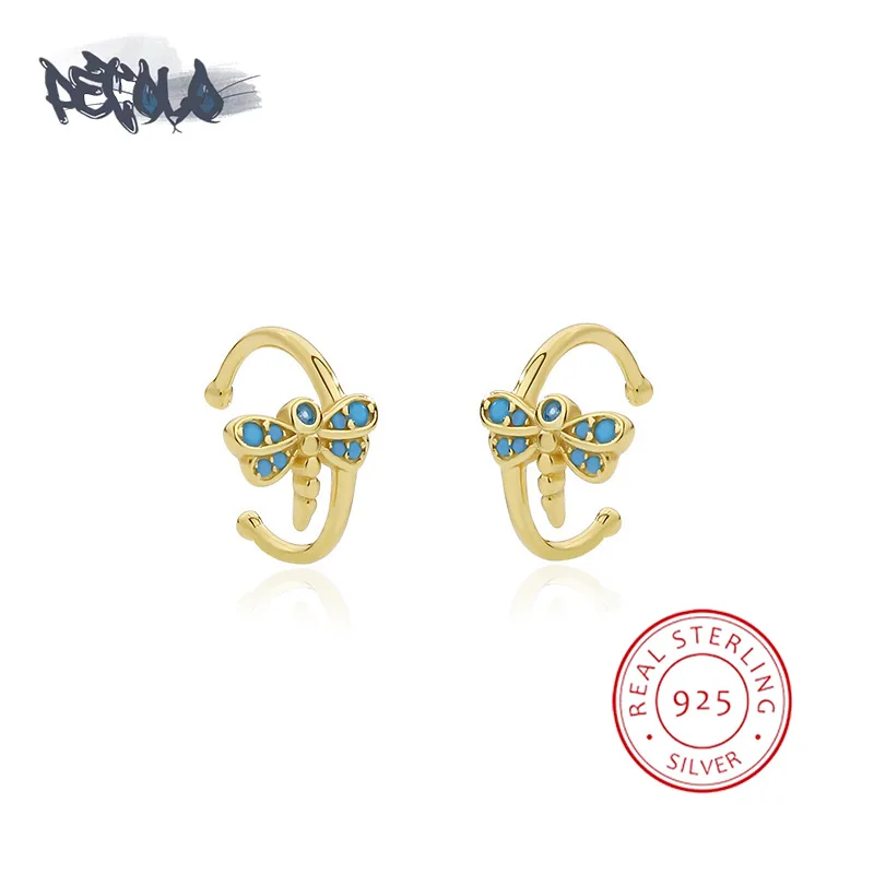 

Женские серьги-Клипсы из серебра S925 пробы, с бирюзовой стрекозой