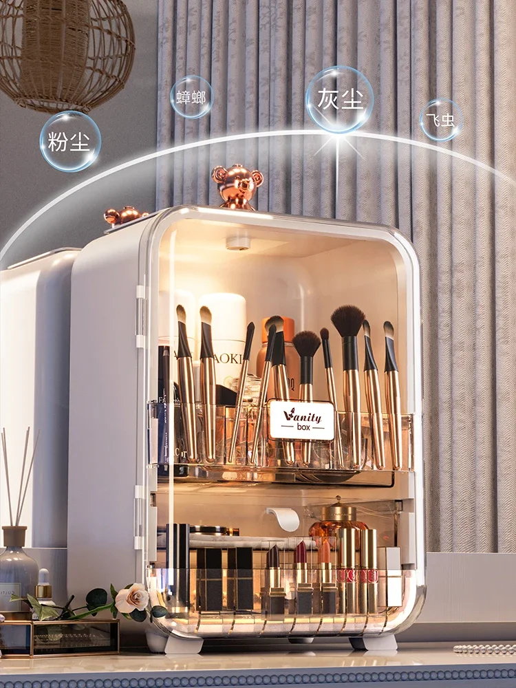 

Makeup Storage Box Dormitory Desktop Dustproof Large Capacity Storage Box Light Luxury Dressing Table Storage Rack