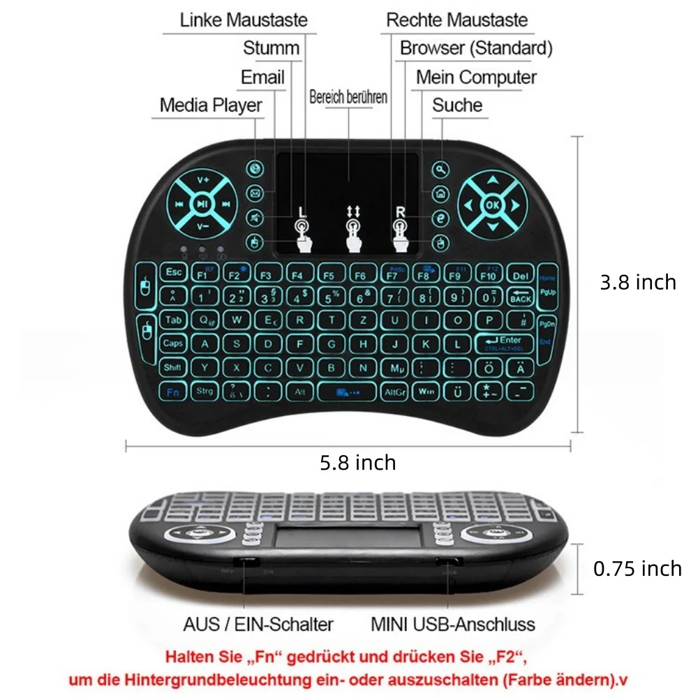 I8 Mini Wireless Keyboard 2.4G Air Mouse Remote Touchpad For Android TV Box PC Smart TV