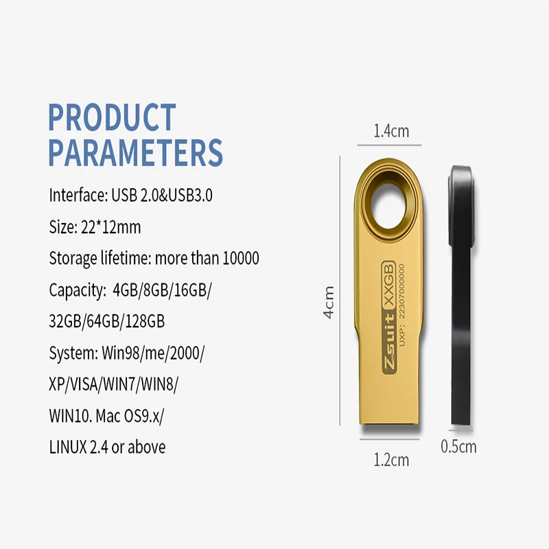 thumbnail image 4 of Memoria USB 1/10 unidades, memoria USB de alta velocidad con logotipo gratuito, memoria USB 3.0/2.0 de 64 g, memoria USB de metal de 128 gbb, memoria flash U, llave de regalo, 4 of 5