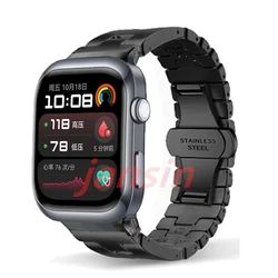 Metal Business Wristband Replacement Stainless Steel Strap for Black Connector (Black 1)