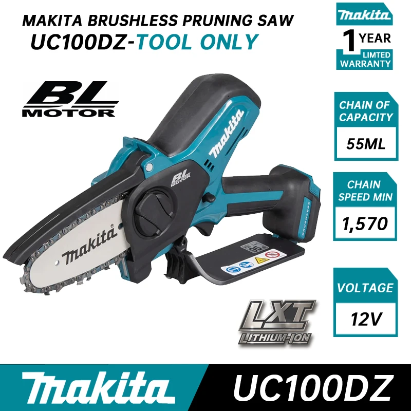 

MAKITA UC100DZ Cordless Brushless Pruning Saw Bare Tool 12V LXT Lithium Mini Electric Saw Garden Power Tool UC100D Chain Saw