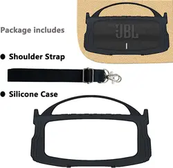 Durable Silicone Handle Protective Cover for Portable Bluetooth Speaker (Case Only) (Blcak)