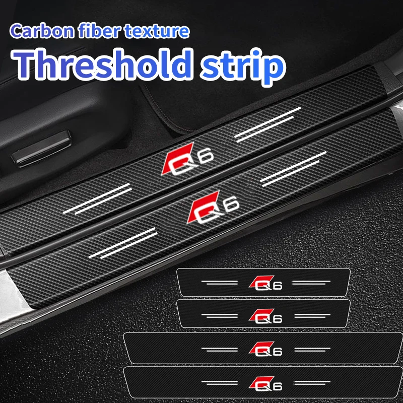 Soglia Davanzale Della Portiera Dell'Auto Piastra Antigraffio Adesivi Antigraffio Per Audi Q6 Logo S1 S3 S5 S7 B5 B7 B9 Strisce Gurad Paraurti Posteri