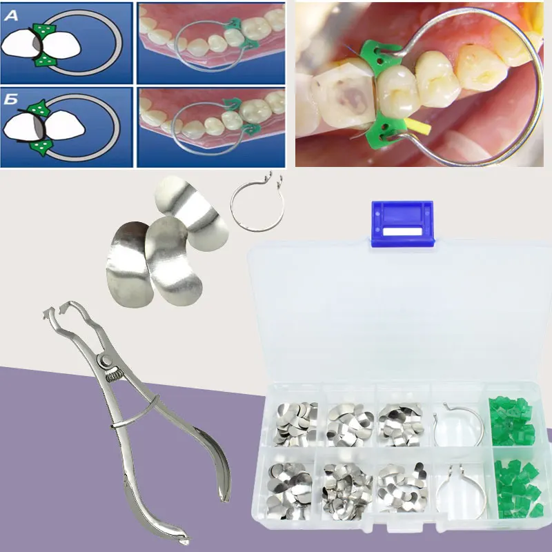 100Pcs/box Dental Sectional Contoured Matrices Matrix Ring Delta Wedges