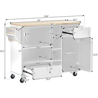 Kitchen lsland Cart,Kitchen Island Table with StorageSolid Wood Desktop,Microwave Cabinet,Floor Standing Buffet Server Sideboard 2